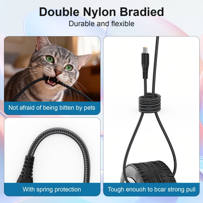 Red Braided Fast Charging USB to USB C Cable 200cm for Android iPhone Macbook - Image 5