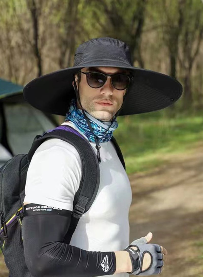 Qiccijoo Qiccijoo Sun Hats for Men,Super Wide Brim Sun Hats,Outdoor Bucket Hat, Quick Dry Packable Boonie Hat for Fishing Hiking Garden Lawn Work Camping Outdoor Travel-Black - Image 1