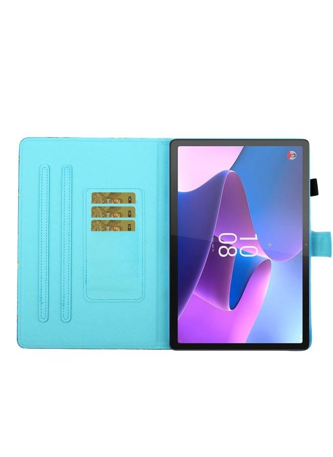 Lenovo Tab P12 2023 TB370FU Coloured Drawing Stitching Smart Leather Tablet Case Green Butterfly