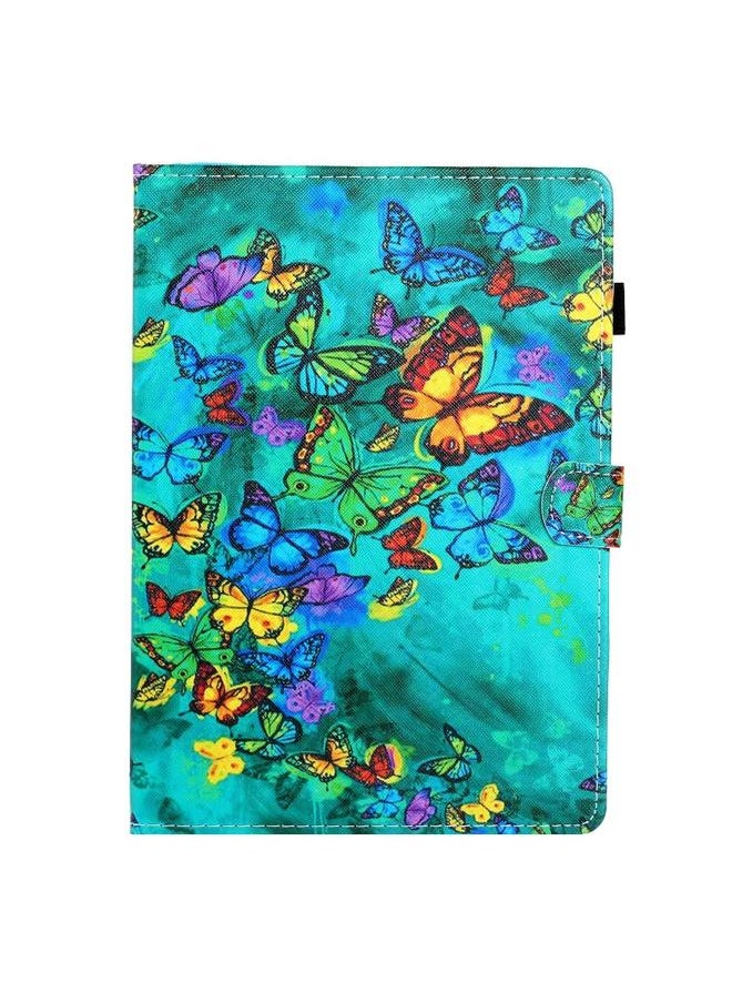 Lenovo Tab P12 2023 TB370FU Coloured Drawing Stitching Smart Leather Tablet Case Green Butterfly