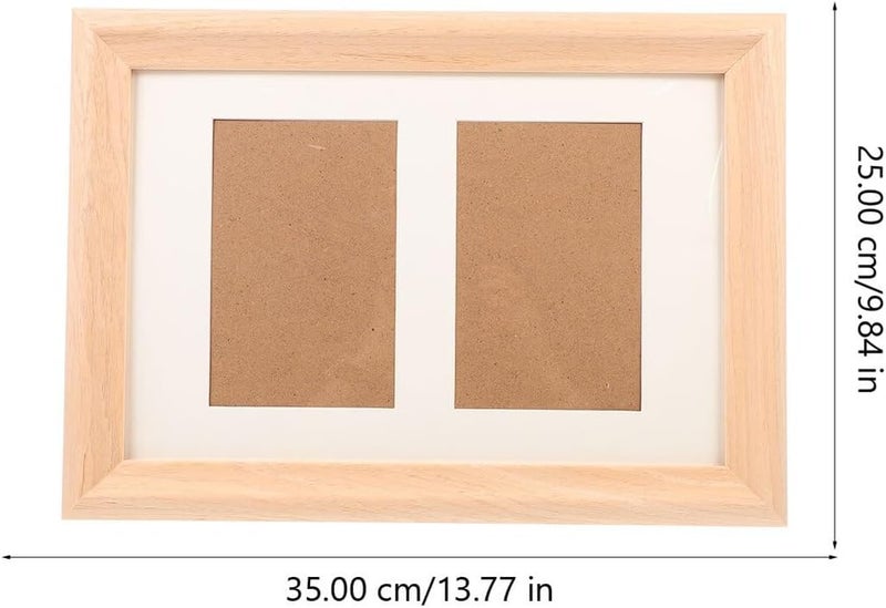 Double Slot Solid Wood Photo Frame with Mat Board, Thickened Natural Wood Picture Holder for Wall Hanging and Desktop Display, Home Décor Frame for 50th - Image 2