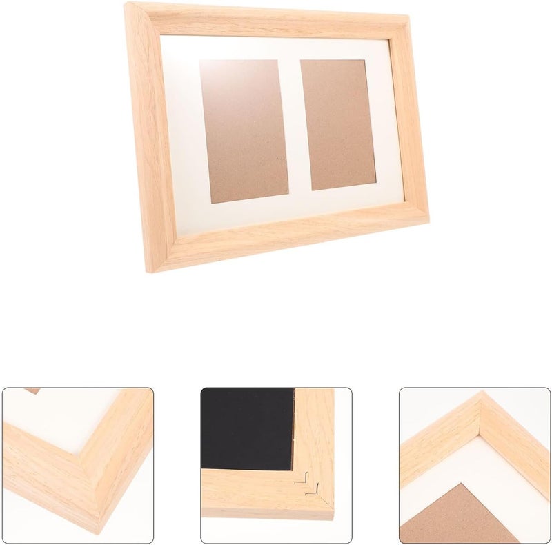 Double Slot Solid Wood Photo Frame with Mat Board, Thickened Natural Wood Picture Holder for Wall Hanging and Desktop Display, Home Décor Frame for 50th - Image 5