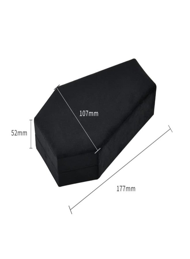 Giftop Velvet Coffin Jewelry Travel Case Holder for Gothic Wedding Ceremony Jewelry Organizer Decoration (Black and Red) - Image 4