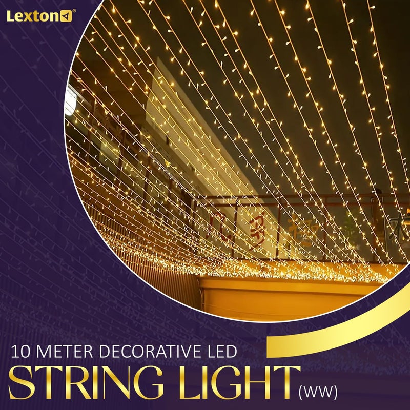 Lexton Lexton 10 Meter Decorative Led String Light Plug Sourced for Indoor Outdoor Decorations Warm White Pack of 1Plastic  - Image 5