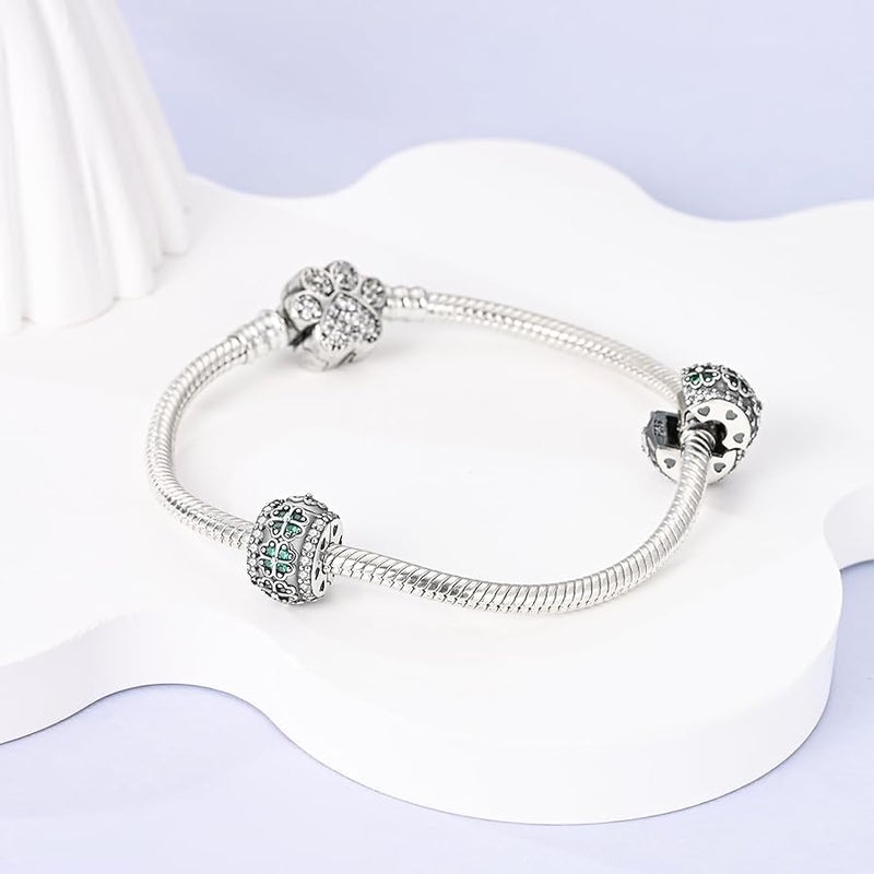 Parmuz Clip Spacer Charme fr Armband 925 Sterlingsilber Pave Cubic Zirkonia Clip Lock Spacer Stopper Charm Bead Star Moon Evil Eye Charm Schmuck Geschenk fr Frau - Image 2