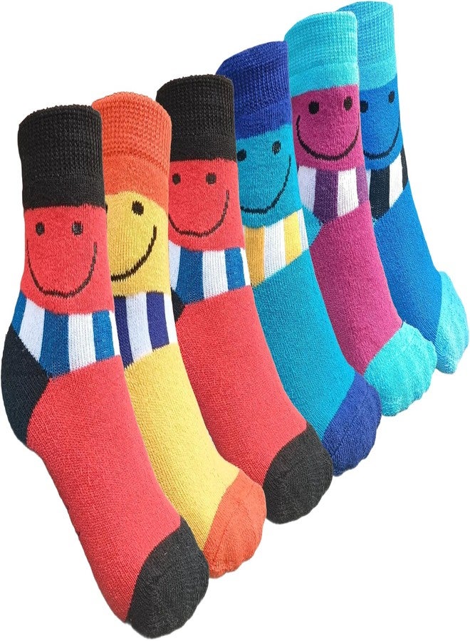 XY DECOR Winter Warm Ankle Length Socks for Kids, Toddlers, Boys, Girls, Thick Thermal Woolen Socks, Terry Lined, Cozy Socks, Pack of 6 Pairs (1-2 Years, Multicolor) - Image 1