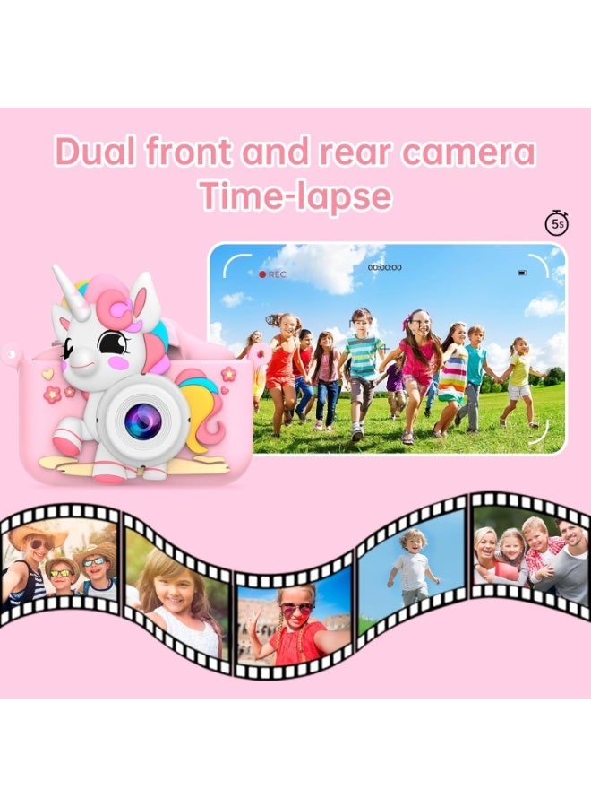 Paka Rabbit Kids Camera, Portable Digital Camera with Video, with 32G SD Card and USB Reader,Digital Camera for Toddlers ,for Boys and Girls Aged 3-12, Birthday Gift for Kids (Pink-Unicorn) - Image 4