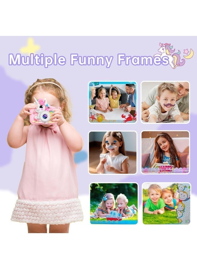 Paka Rabbit Kids Camera, Portable Digital Camera with Video, with 32G SD Card and USB Reader,Digital Camera for Toddlers ,for Boys and Girls Aged 3-12, Birthday Gift for Kids (Pink-Unicorn) - Image 3