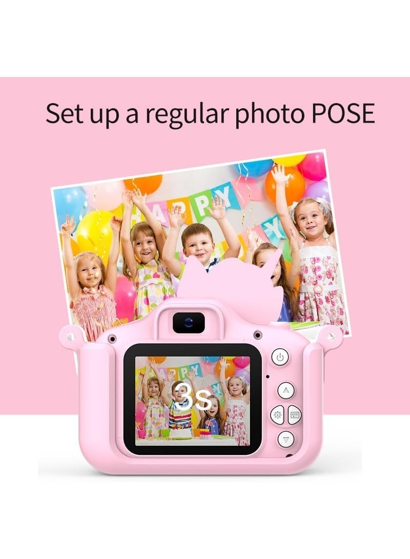 Paka Rabbit Kids Camera, Portable Digital Camera with Video, with 32G SD Card and USB Reader,Digital Camera for Toddlers ,for Boys and Girls Aged 3-12, Birthday Gift for Kids (Pink-Unicorn) - Image 5