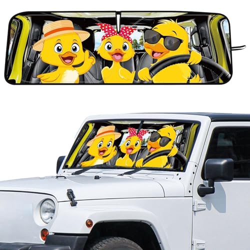 DaisyInner Windshield Sun Shade Compatible with Jeep Jk Jku Jl Jlu 1997-2023 and Compatible with Gladiator Jt 2020-2023 Foldable Windshield Sunvisor Blocks UV Rays (Duck, 16.5" x 52.5") - Image 1