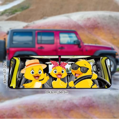 DaisyInner Windshield Sun Shade Compatible with Jeep Jk Jku Jl Jlu 1997-2023 and Compatible with Gladiator Jt 2020-2023 Foldable Windshield Sunvisor Blocks UV Rays (Duck, 16.5" x 52.5") - Image 3