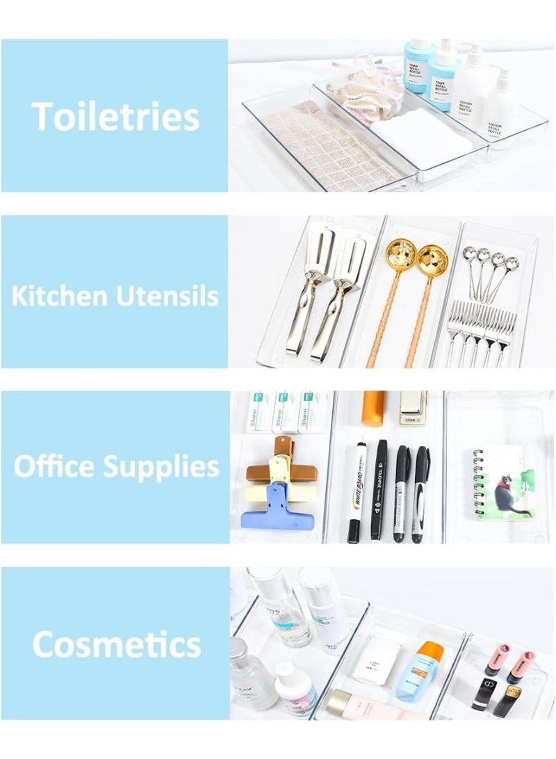 3-Pack Clear Drawer Storage Trays – Durable Plastic Organizer Bins for Kitchen, Bathroom, Bedroom, Vanity, and Office – Ideal Dividers for Makeup, Accessories, Utensils, and Office Supplies - Image 2