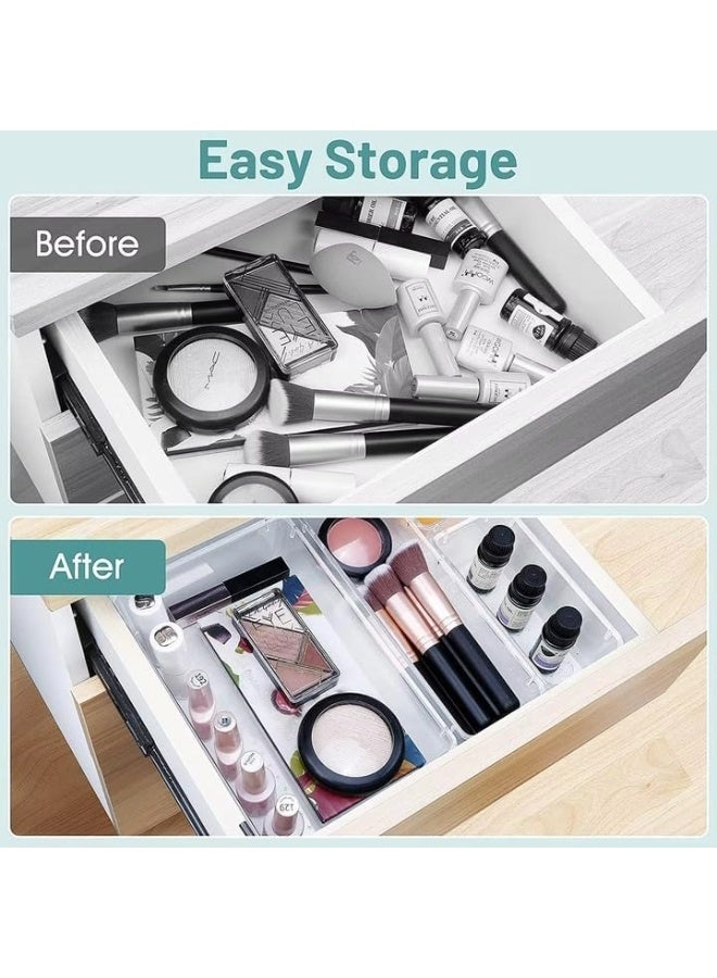 3-Pack Clear Drawer Storage Trays – Durable Plastic Organizer Bins for Kitchen, Bathroom, Bedroom, Vanity, and Office – Ideal Dividers for Makeup, Accessories, Utensils, and Office Supplies - Image 3