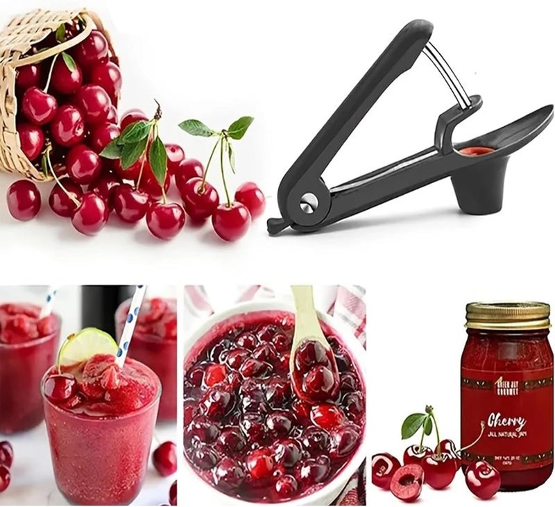 Ytuomzi Cherry Pitter, Cherry Pit Remover Tool, Olives Pitter Cherry Seed Core Stoner Seed Tool with Lock Design, Durable Cherries Corer Fruit Pit Remover for Cherry Jam - Image 2