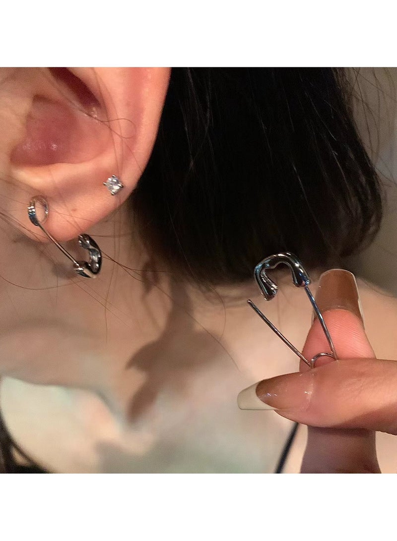 Goolsky Minimalist Safety Pin Stud Earrings – Unique High-End Design, Trendy Women's Ear Accessories  - Image 1