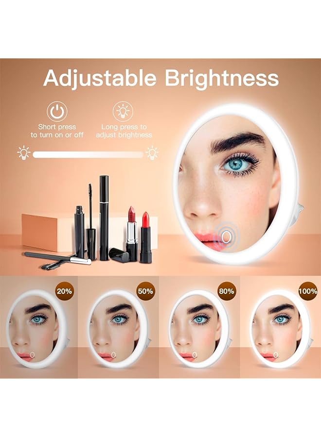 erorex 10X Magnifying Mirror With Light 3 Suction Cups Stepless Dimming Lighted Travel Makeup Mirror Stick On Mirrors For Bathroom Wall Mounted 6.8 Inches - Image 4