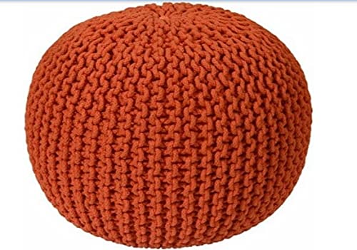 ALCITIC HOME ALCITIC HOME 1 Hand Knitted Cable Style Dori Pouf Floor Ottoman Cotton Braid Cord Handmade Hand Stitched Truly one of a Kind Seating  - Image 4