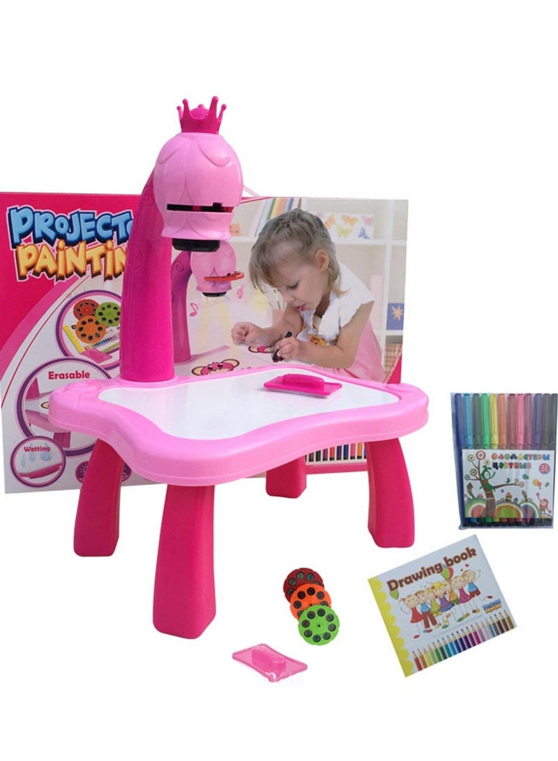 دوركو مكتب تعلم الطفل مع جهاز عرض ذكي ، لوحة كتابة التعلم المبكر للطفل الذكي ، آلة رسم الإسقاط للتعلم للفتاة الصبي 3-8 سنوات (الوردي) - Image 2