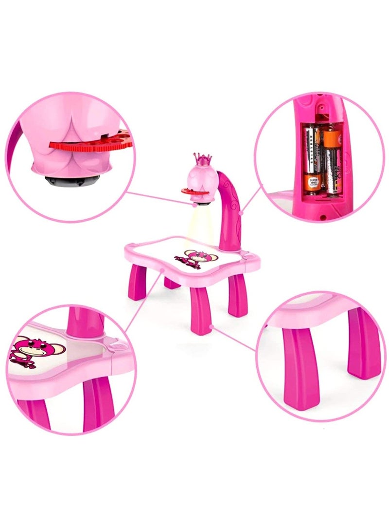 دوركو مكتب تعلم الطفل مع جهاز عرض ذكي ، لوحة كتابة التعلم المبكر للطفل الذكي ، آلة رسم الإسقاط للتعلم للفتاة الصبي 3-8 سنوات (الوردي) - Image 5