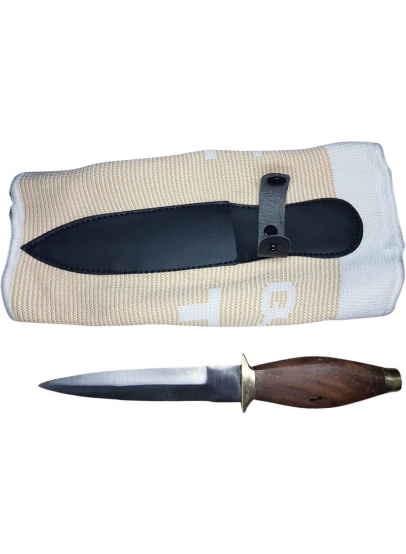 سكين لتقطيع اللحوم من الفولاذ المقاوم للصدأ،  مثبتة في ربطة ساق للجزارين والرعاة والرحالة - Image 2