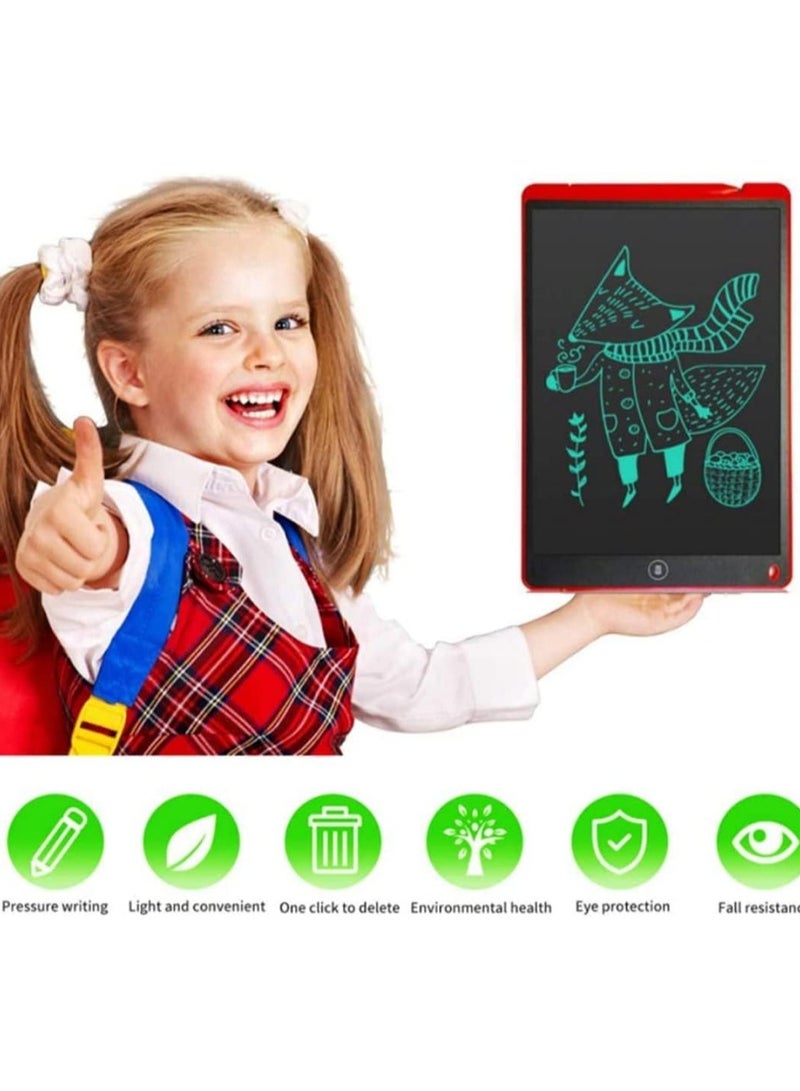 مخطوطات تابلت كتابة LCD مقاس 12 بوصة، لوحة رسومات الشعار المبتكرة قابلة للمسح وإعادة الاستخدام للكتابة والرسم، ألعاب تعليمية للأطفال للأولاد والبنات (أحمر) - Image 4