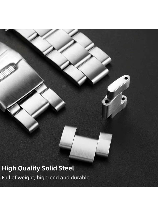 Danxancy Stainless Steel Watch Band Curved Ends Tapered 18mm 20mm 22mm Flexible Metal Watch Strap Smartwatch Bracelet Deployment Double FlipLock Buckle Silver Black - Image 4