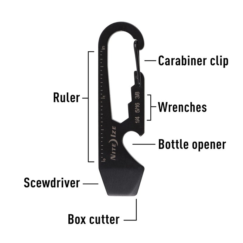 Nite Ize DoohicKey Keychain Multi Tool, Stainless-Steel 5-in-1 Multi Tool With Bottle Opener + Carabiner Clip, Black - Image 3