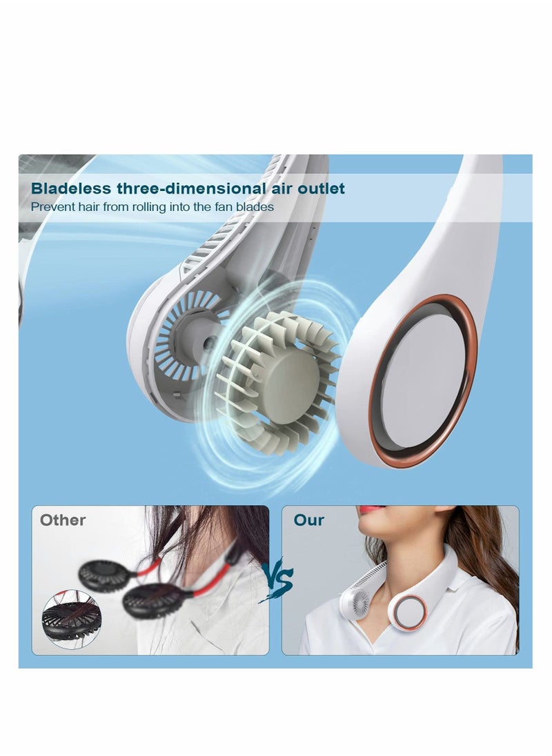 Excefore Portable Neck Fan, Hands Free Bladeless Fan, Cooling Personal Fan, 3 Speeds Adjustment, Headphone Design, Rechargeable, USB Powered Neck Fan  - Image 5