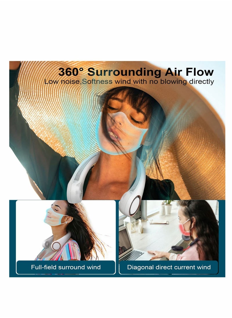 Excefore Portable Neck Fan, Hands Free Bladeless Fan, Cooling Personal Fan, 3 Speeds Adjustment, Headphone Design, Rechargeable, USB Powered Neck Fan  - Image 2