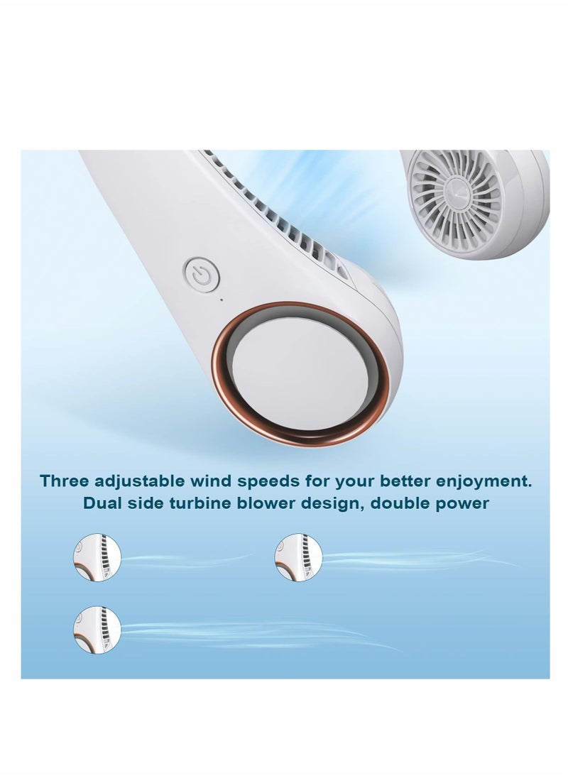 Excefore Portable Neck Fan, Hands Free Bladeless Fan, Cooling Personal Fan, 3 Speeds Adjustment, Headphone Design, Rechargeable, USB Powered Neck Fan  - Image 3