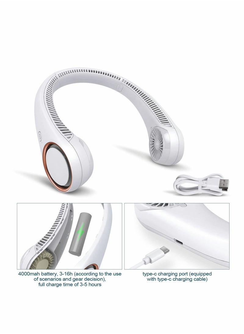 Excefore Portable Neck Fan, Hands Free Bladeless Fan, Cooling Personal Fan, 3 Speeds Adjustment, Headphone Design, Rechargeable, USB Powered Neck Fan  - Image 4