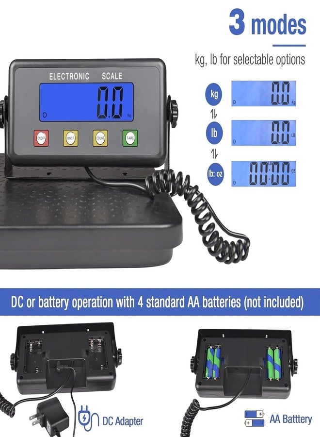 Surmount Way Surmountway Industrial Shipping Scale with Anti-Slip Aluminium Platform, 11.8" x 11.8" Black Portable Digital Postal Scale 440lbs for Shipping Packages Luggages with Tare/Count/Auto-Off Functions - Image 3