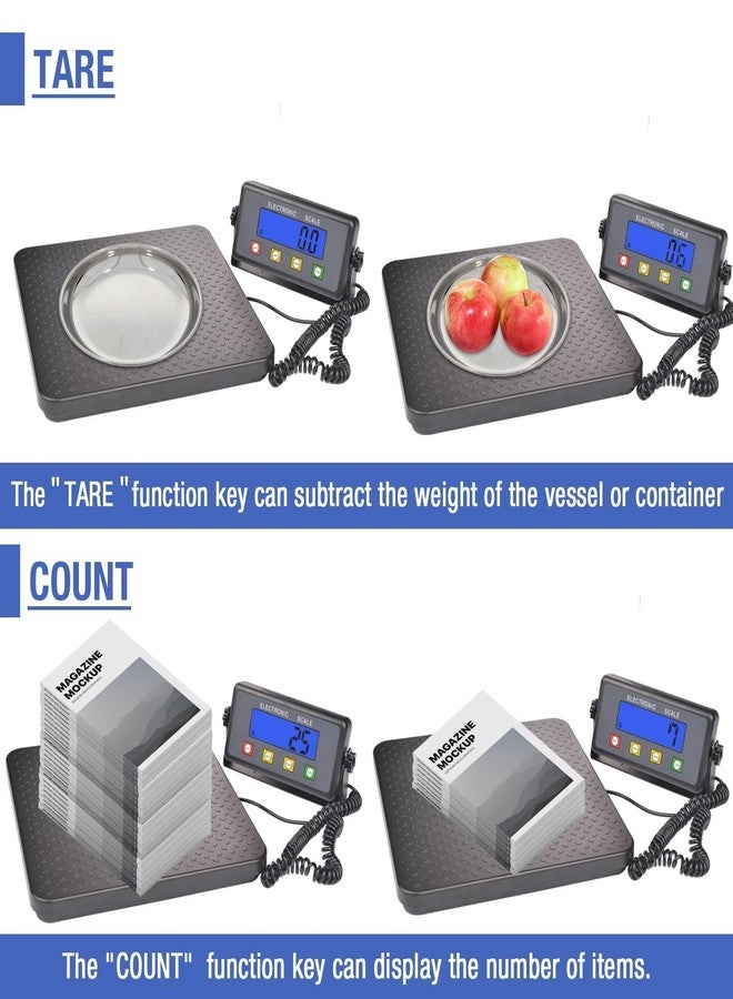 Surmount Way Surmountway Industrial Shipping Scale with Anti-Slip Aluminium Platform, 11.8" x 11.8" Black Portable Digital Postal Scale 440lbs for Shipping Packages Luggages with Tare/Count/Auto-Off Functions - Image 5