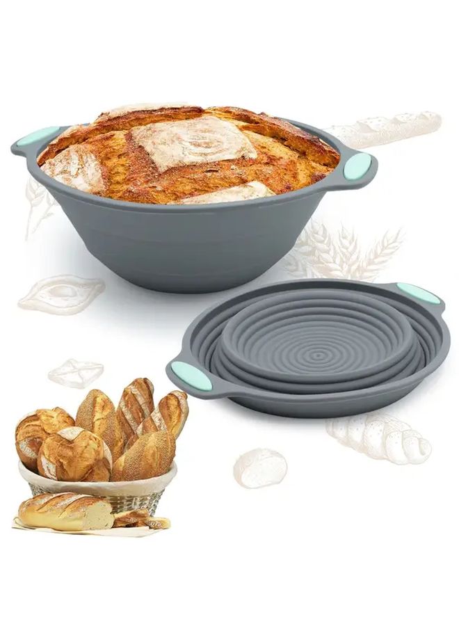 Foldable Silicone Bread Basket Set Oval And Round Heat Resistant Large Capacity Oven Baking Tray - Image 2