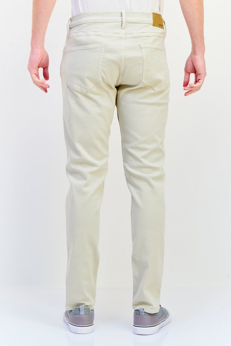 Celio Men Slim Fit Solid Stretchable Solid Jeans, Beige - Image 3