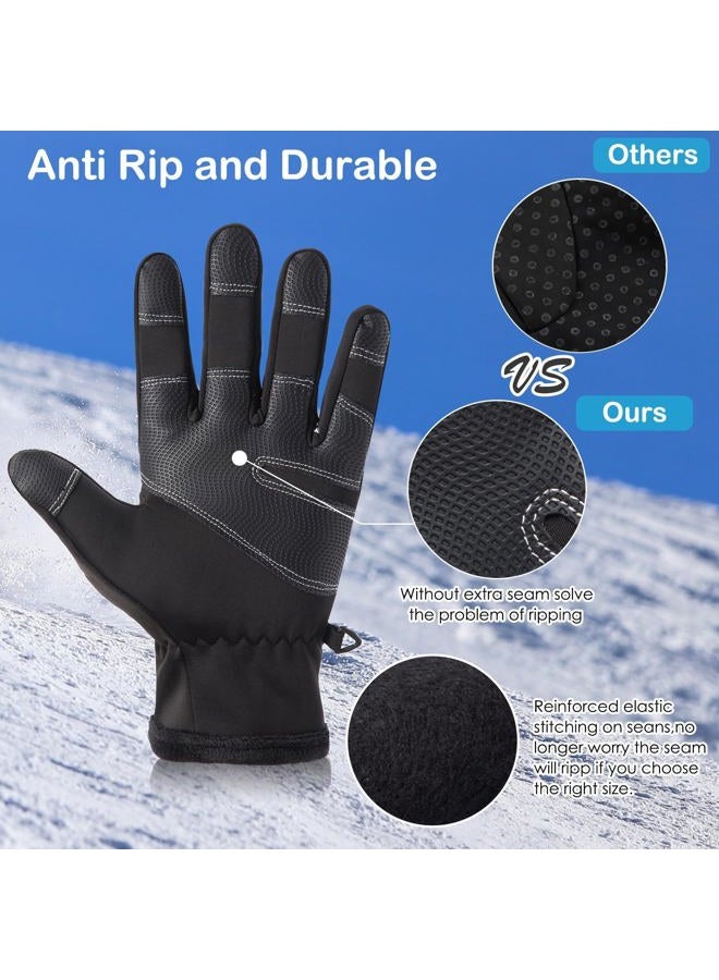 GORELOX Winter Warm Gloves,Touchscreen Cold Weather Driving Gloves Windproof Anti-Slip Sports Gloves for Cycling Running Skiing Hiking Climbing,Men ＆ Women Large black - Image 3