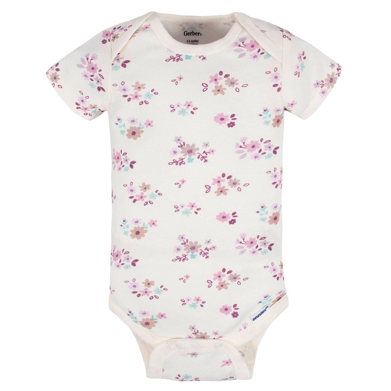 Gerber Baby Girls 8-pack Short Sleeve Onesies Bodysuits Shirt, Lavender Garden, 0-3 Months US - Image 5