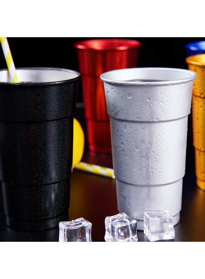 Matte Brushed Alumina Cup Outdoor Crimped Beer Cup Printable Logo Reusable Food Grade Aluminum Cup-Color:Silver-Capacity:200ml - Image 1