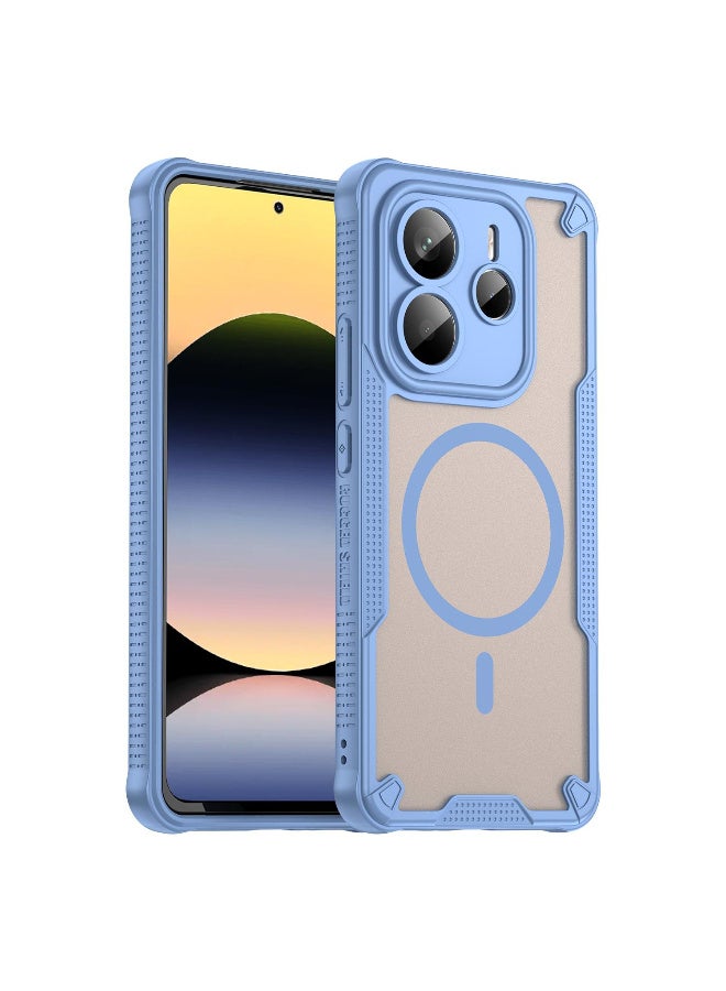 غطاء حمايه لهاتف ريدمي نوت 14 فايف جي جراب ارمور مغناطيسي ياتي بحواف مرتفعة حول الشاشة وعدسة الكاميرا تساعد على منع الخدوش - ازرق - Image 1