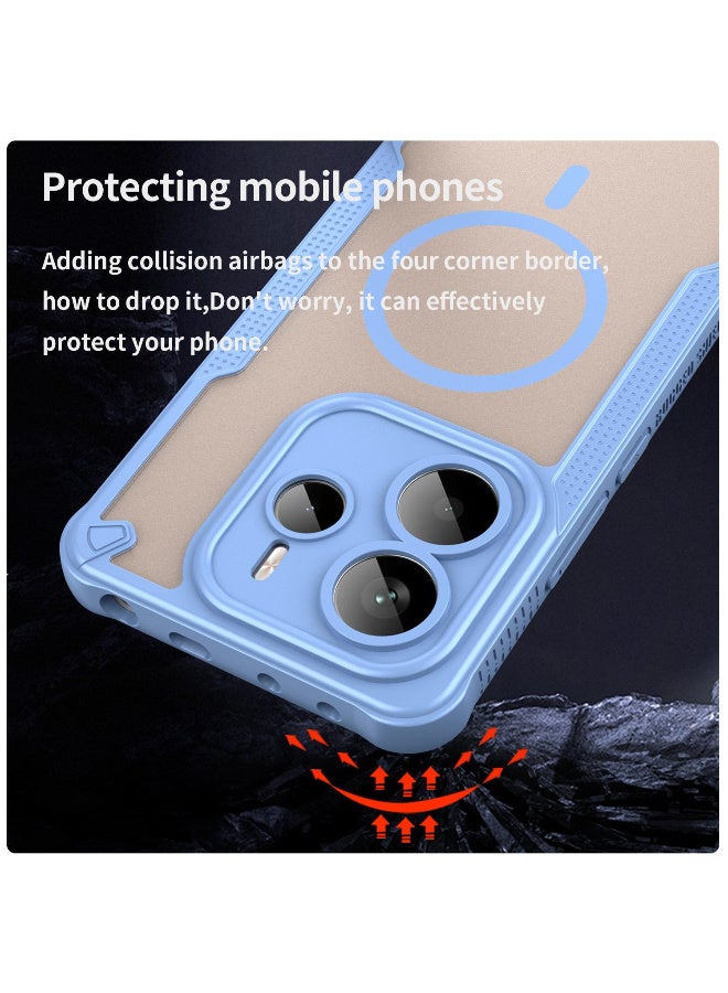 غطاء حمايه لهاتف ريدمي نوت 14 فايف جي جراب ارمور مغناطيسي ياتي بحواف مرتفعة حول الشاشة وعدسة الكاميرا تساعد على منع الخدوش - ازرق - Image 4