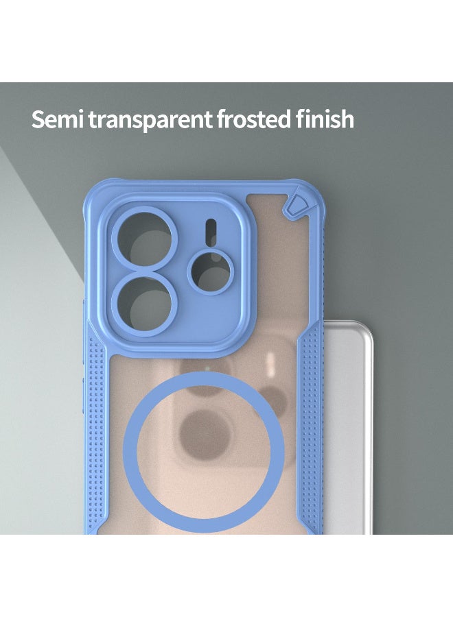 غطاء حمايه لهاتف ريدمي نوت 14 فايف جي جراب ارمور مغناطيسي ياتي بحواف مرتفعة حول الشاشة وعدسة الكاميرا تساعد على منع الخدوش - ازرق - Image 5