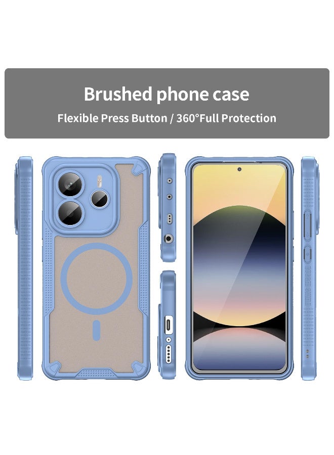 غطاء حمايه لهاتف ريدمي نوت 14 فايف جي جراب ارمور مغناطيسي ياتي بحواف مرتفعة حول الشاشة وعدسة الكاميرا تساعد على منع الخدوش - ازرق - Image 2