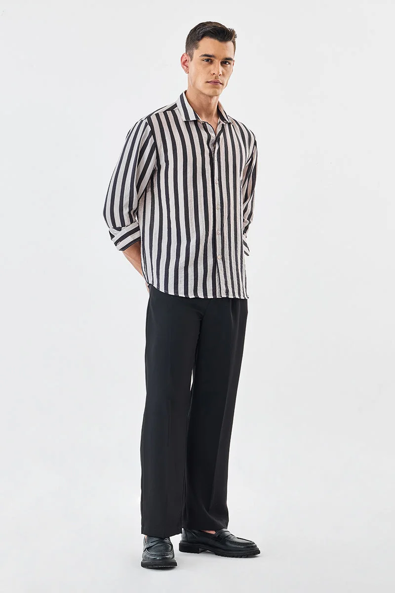 SNITCH Crushed Regular Fit Stripes Shirt