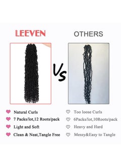 Leeven Leeven 7 Packs Goddess Locs Crochet Hair Ombre Blonde 18 Inch Long Pre-looped Bohemian Crochet Faux Locs Hair With Curly Ends 84 Strands Synthetic Soft Locs Hair Extensions for Black Women T27#  - Image 4