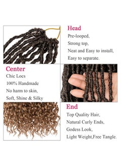 Leeven Leeven 7 Packs Goddess Locs Crochet Hair Ombre Blonde 18 Inch Long Pre-looped Bohemian Crochet Faux Locs Hair With Curly Ends 84 Strands Synthetic Soft Locs Hair Extensions for Black Women T27#  - Image 3