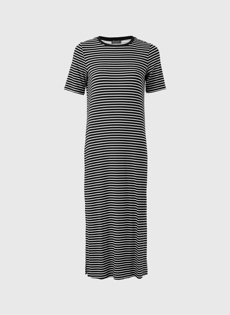 Matalan black and white striped Black Stripe T-Shirt Midi Dress for Women | Best Price UAE