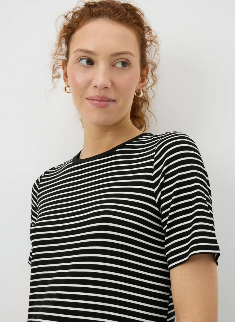 Matalan black and white striped Black Stripe T-Shirt Midi Dress for Women | Best Price UAE