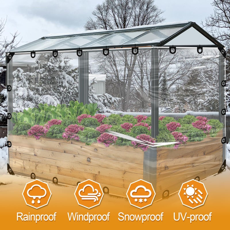 Beeplove 6.6x13ft Anti-Tear Clear Tarp Waterproof - 2pcs Windproof Poly Tarpaulin, Heavy Duty Transparent Enclosure with Grommets for Covering Chicken Coops Greenhouse Garden Plants - Image 5