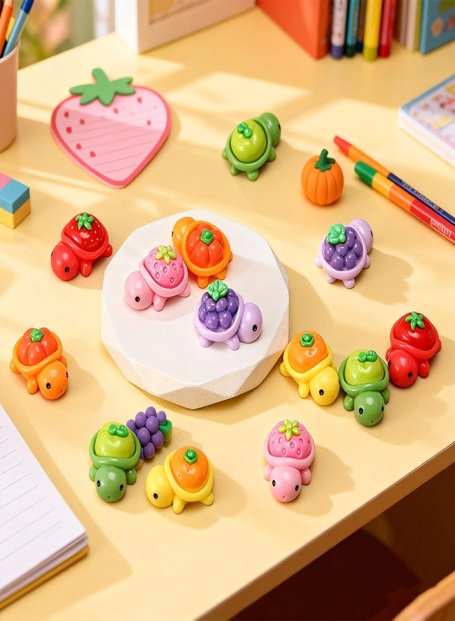 RoundFunny 60 Pcs Mini Resin Turtles Figurines to Hide Small Resin Sea Animals Figurines Tiny Turtles Miniature Fruit Vegetable and Turtle Combinations Charm for Gardens Parties Miniature Landscapes - Image 4