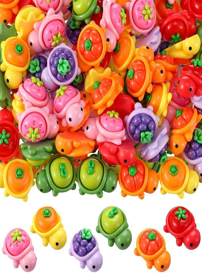 RoundFunny 60 Pcs Mini Resin Turtles Figurines to Hide Small Resin Sea Animals Figurines Tiny Turtles Miniature Fruit Vegetable and Turtle Combinations Charm for Gardens Parties Miniature Landscapes - Image 1